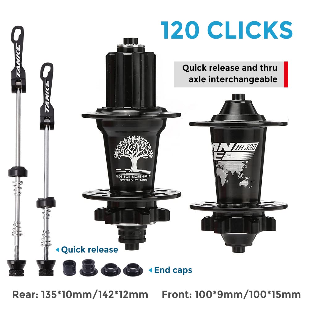 Benkeg mozzo della Bicicletta,Mozzo Bici MTB Set mozzo Anteriore e Posteriore per Bicicletta Mountain Bike 36 Fori 6 Cuscinetti con sgancio rapido
