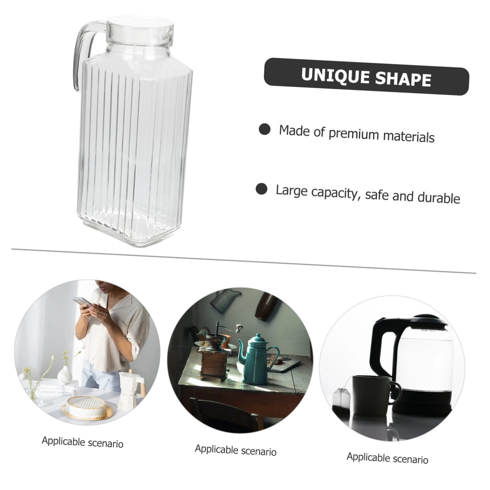 Toyvian Wasserkrug mit Griffdesign für Zuhause Kaltwasserbehälter aus Glas Eiswasserbehälter mit Großem Fassungsvermögen als Wasserspender für Partys Teekanne für Täglichen Gebrauch
