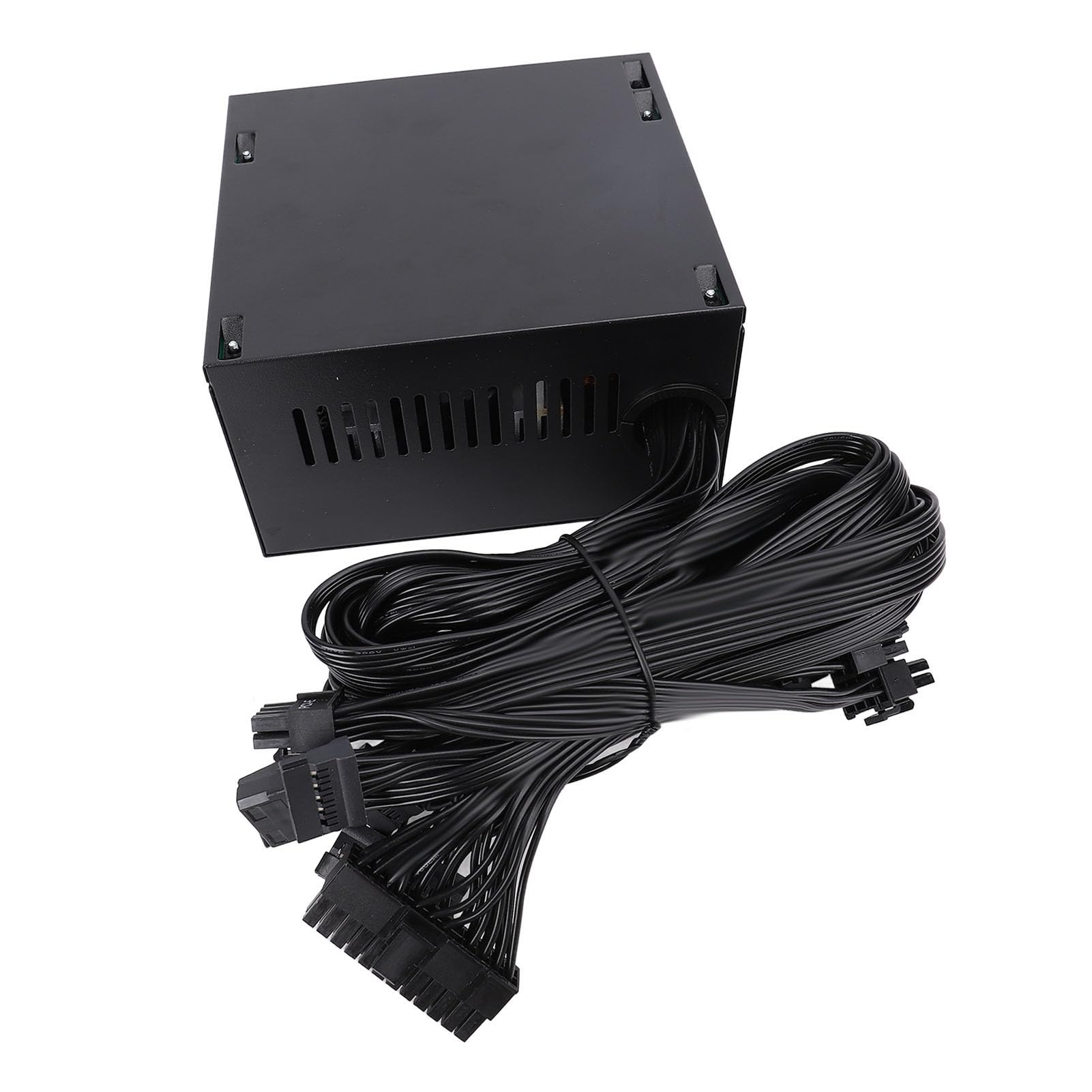 Ejoyous Fuente de Alimentación ATX Aleación de Aluminio ATX PSU 600W Voltaje Completo Activo con Control de Ventilador Térmico Inteligente de 24 Pines 4 Plus 4 Pines para PC para Juegos Oficina en
