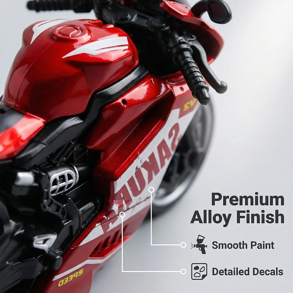 NTEVXZ Alloy Motorbike Toy,Alloy Motorcycle Model Decoration,Simulation Miniature Motorbike Model Toy Gift Collection Decoration - Image 4