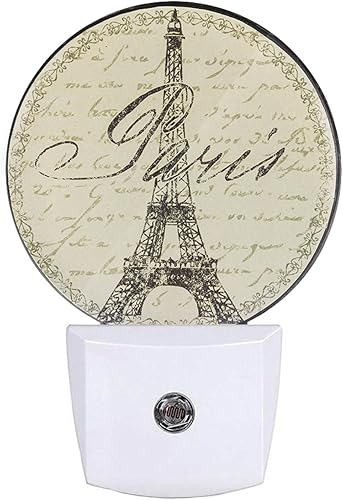 EKOBLA Luz nocturna clásica de París Vinatge Eiffel Tower Francia, luces nocturnas de viaje enchufables a la pared, sensor de atardecer a amanecer,