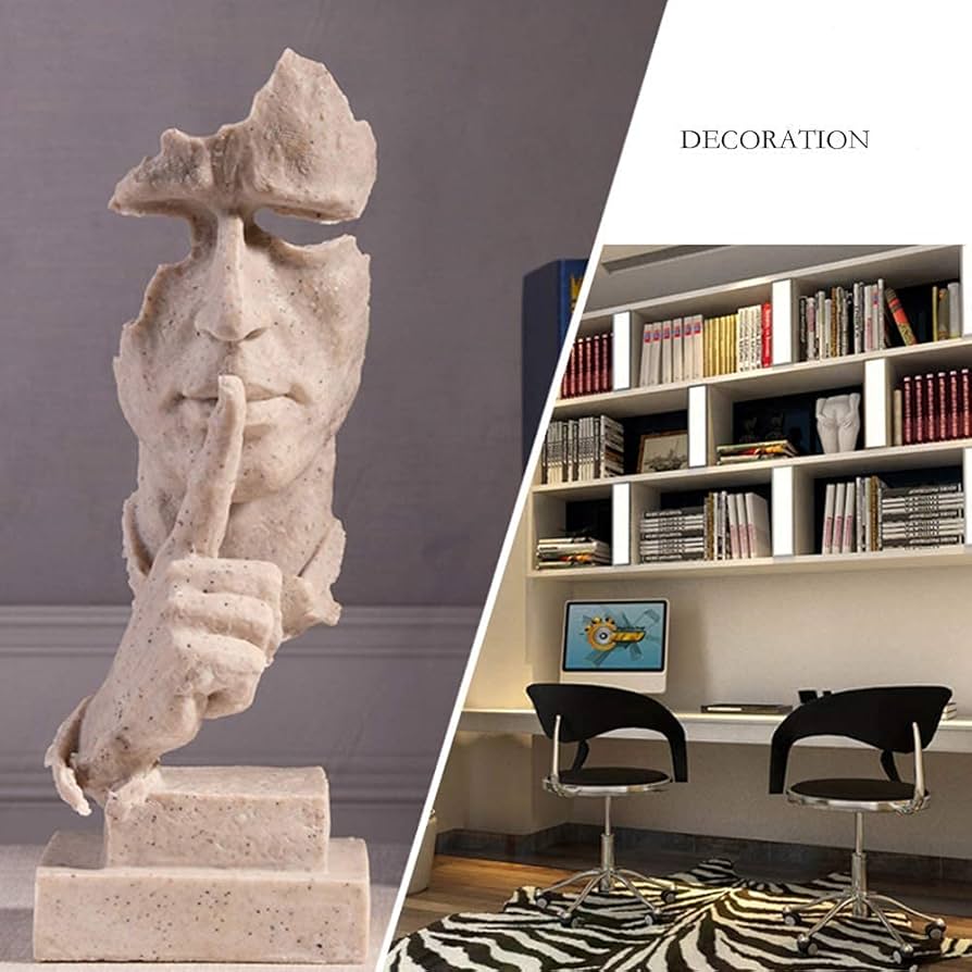 Amazon.co.jp: 樹脂サイレントマン像顔彫刻現代抽象芸術沈黙彫刻