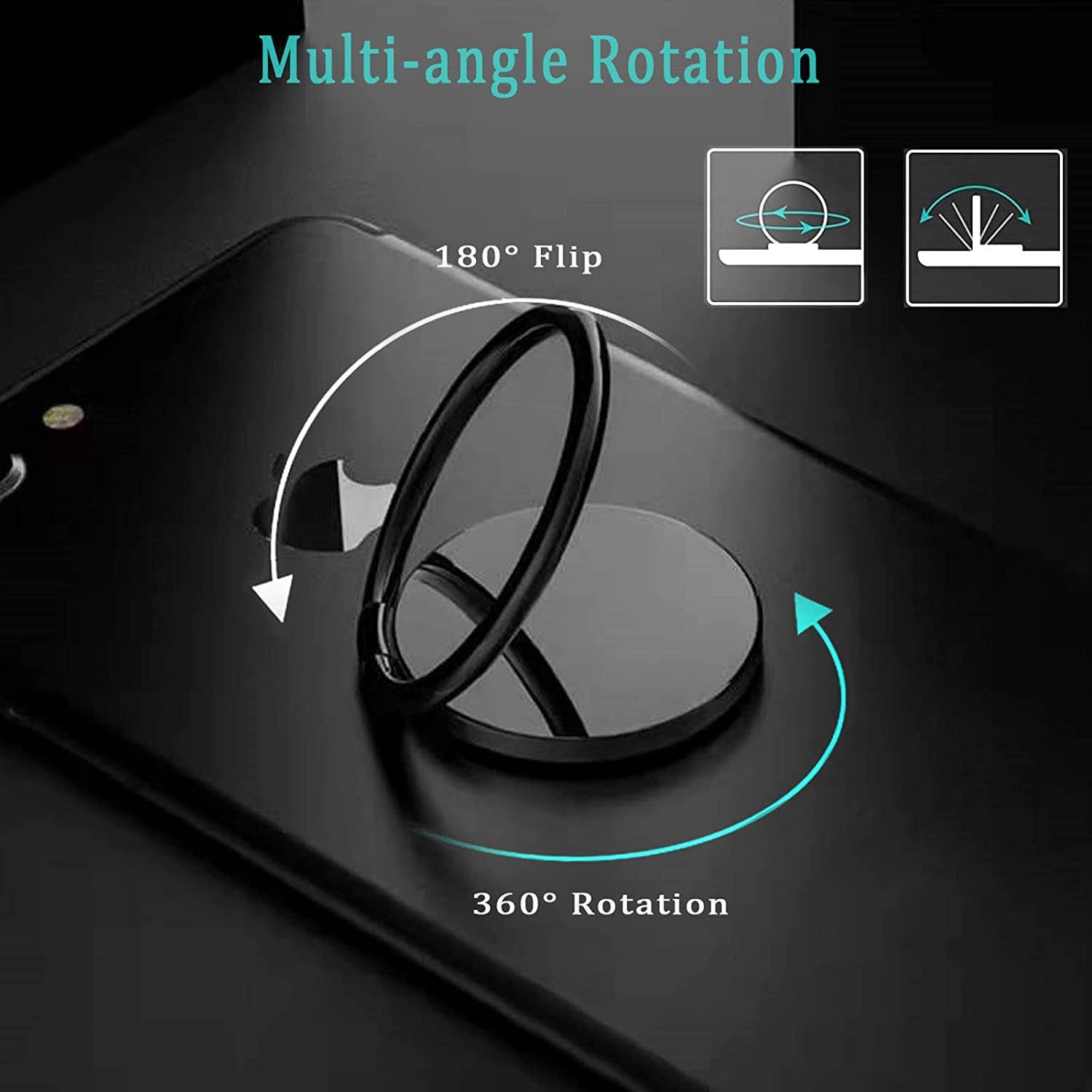 for Doogee DK10 Case, [ 1 x Tempered Glass Protective Film], Shockproof Soft TPU Bumper, with [360° Rotation Ring Kickstand] Phone Case for Doogee DK10 (6.67") - Black
