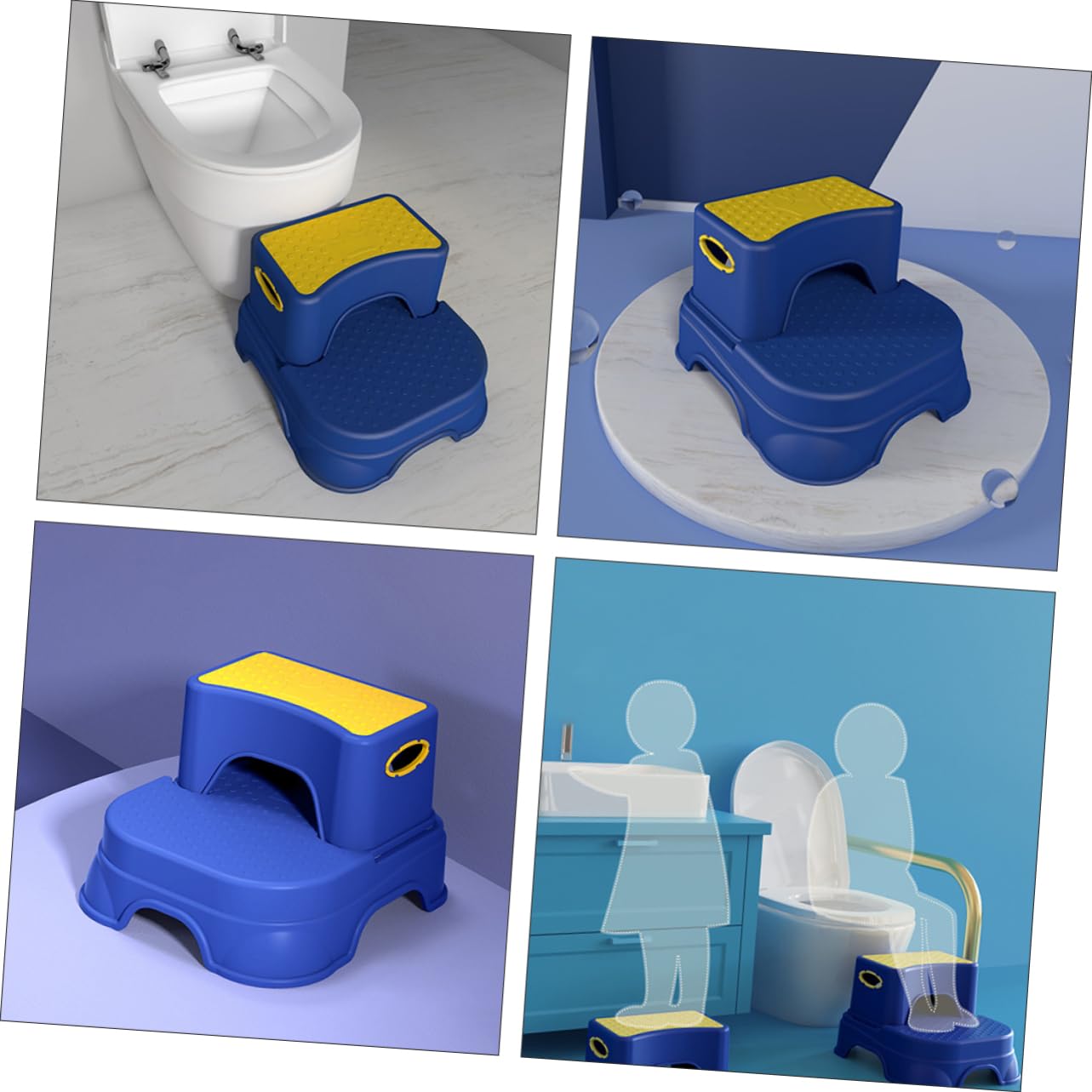 Taburete de Seguridad para Niños Pequeños Azul de Doble Capa