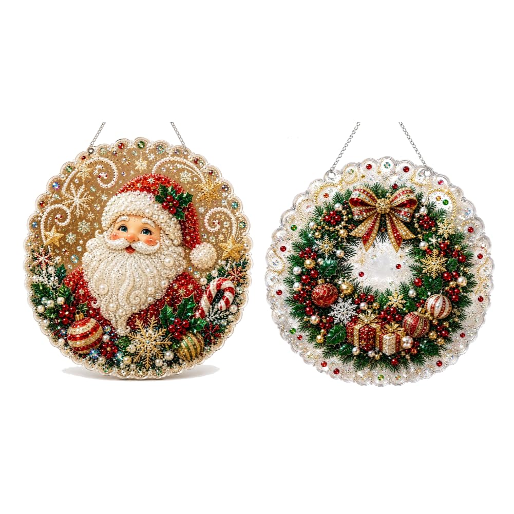 Christmas Pearl Art Kit, 9.9in Acrylic Beaded Suncatcher