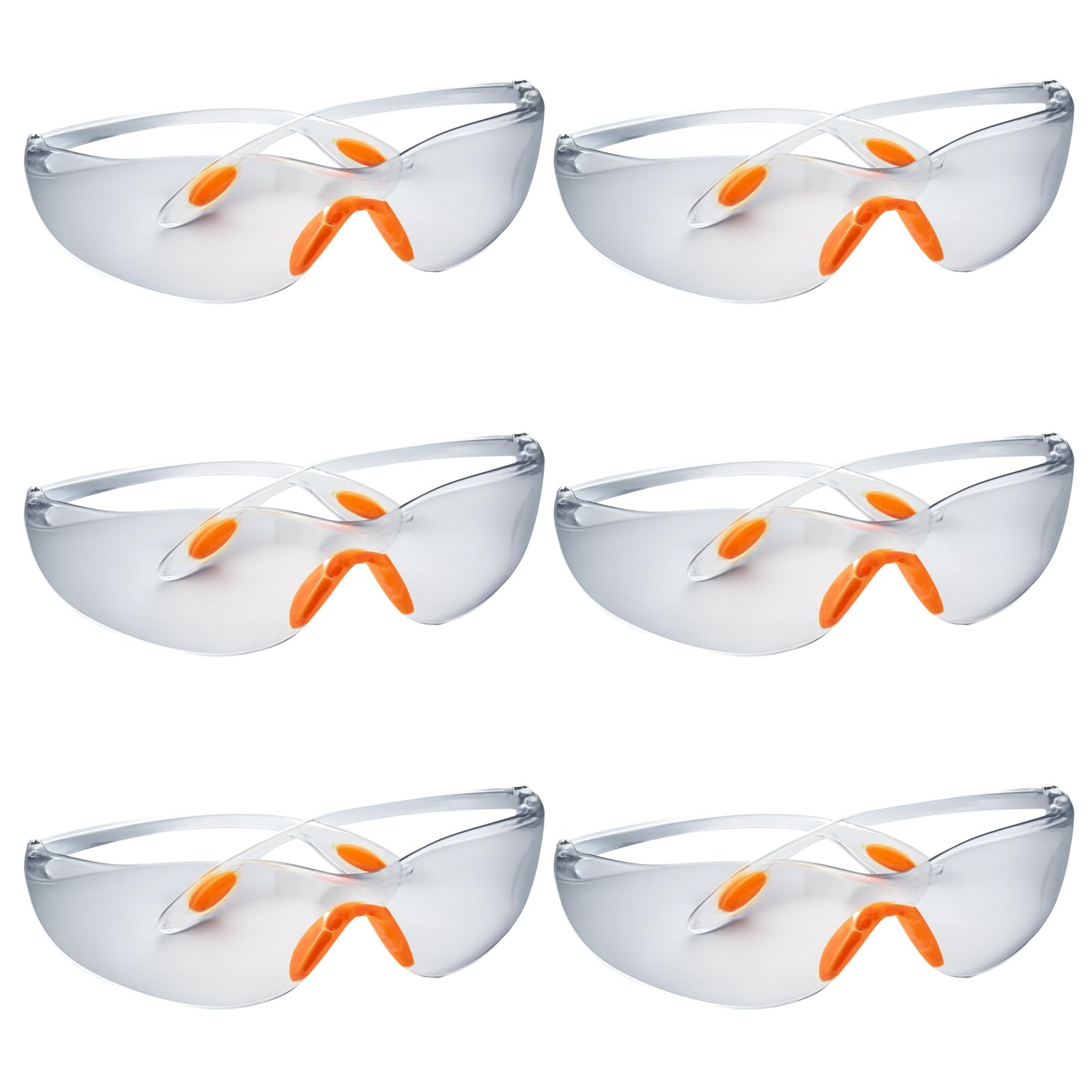 EujRcf 6 Pcs Safety Goggles Adult, Safety Glasses for Work Clear Protective Eyewear for Construction Laboratory Chemicals