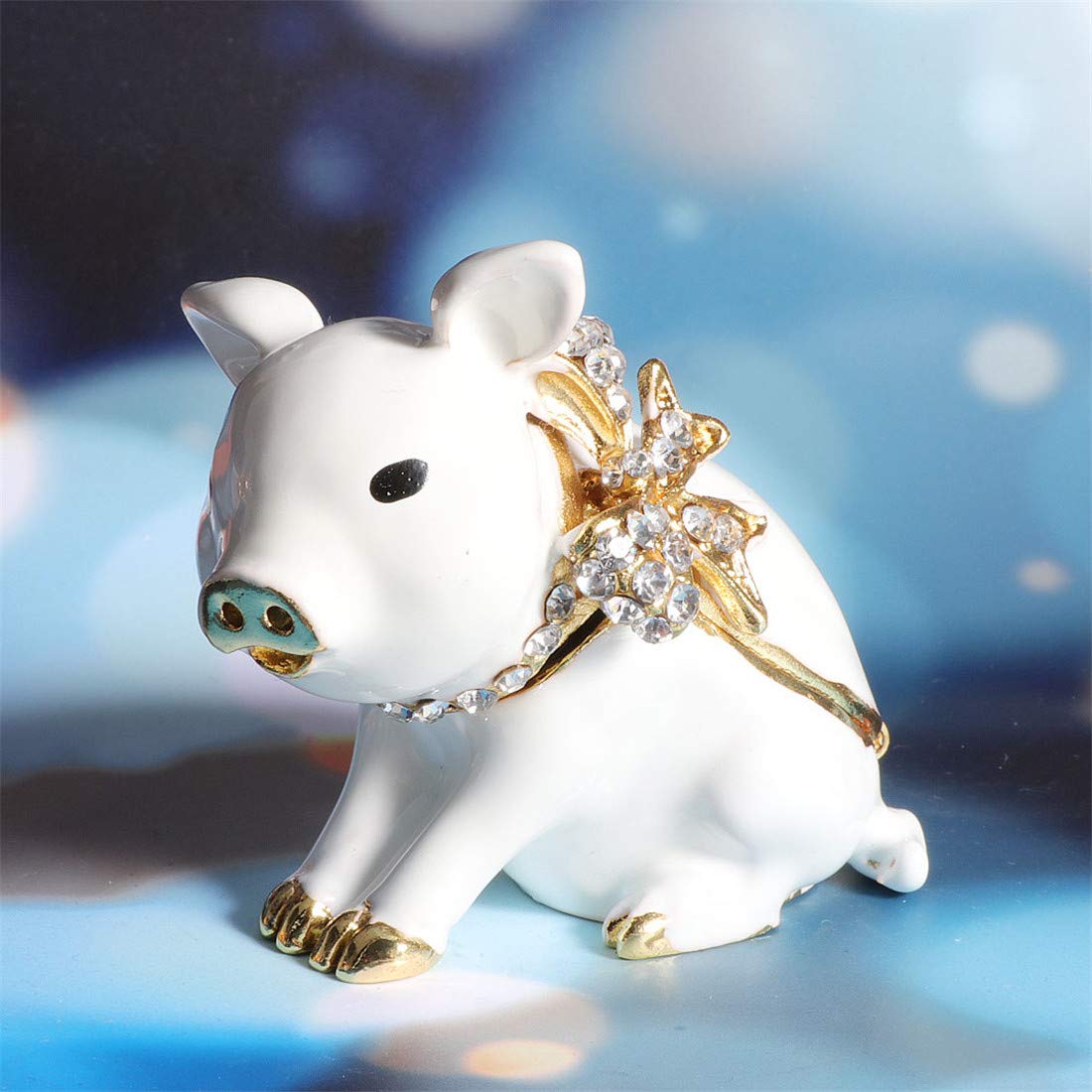 Waltz&F Pink Pig With Wings Trinket Box - Hand-painted Figurine Collectible Ring Holder