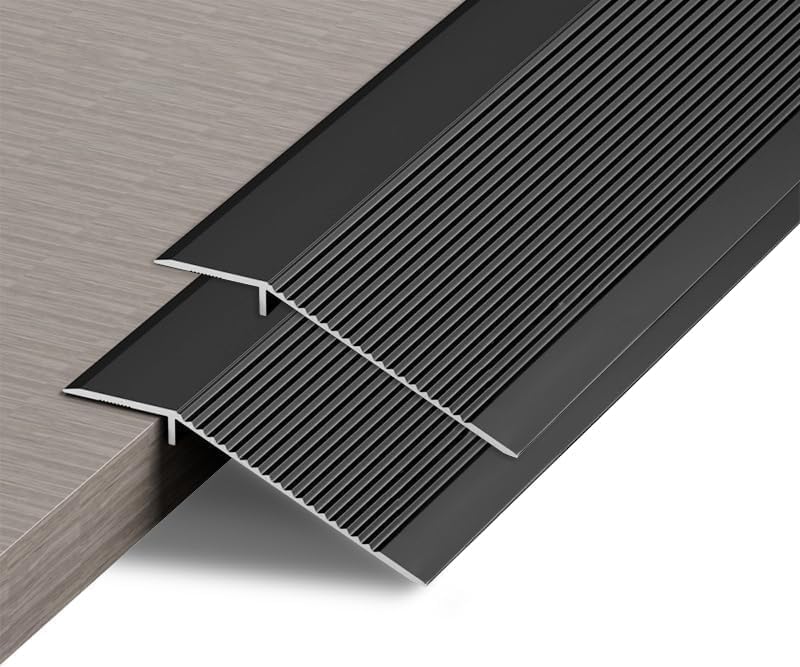 2Pack 1M Aluminum Floor Transition Strip Door Bar,Floor Bar for Doorways Threshold Ramp Tile Laminate Planks,Suitable for Height Difference 2cm(Black,7cm) โ image 1
