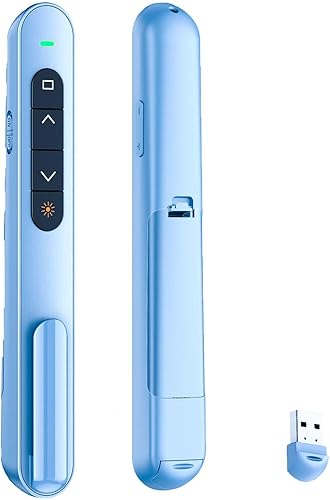 Vista 12 de QUI Clicker de Presentación para PowerPoint, RF 2.4GHz USB Presentador Inalámbrico con Control de Volumen, Clicker de PowerPoint Avanzador