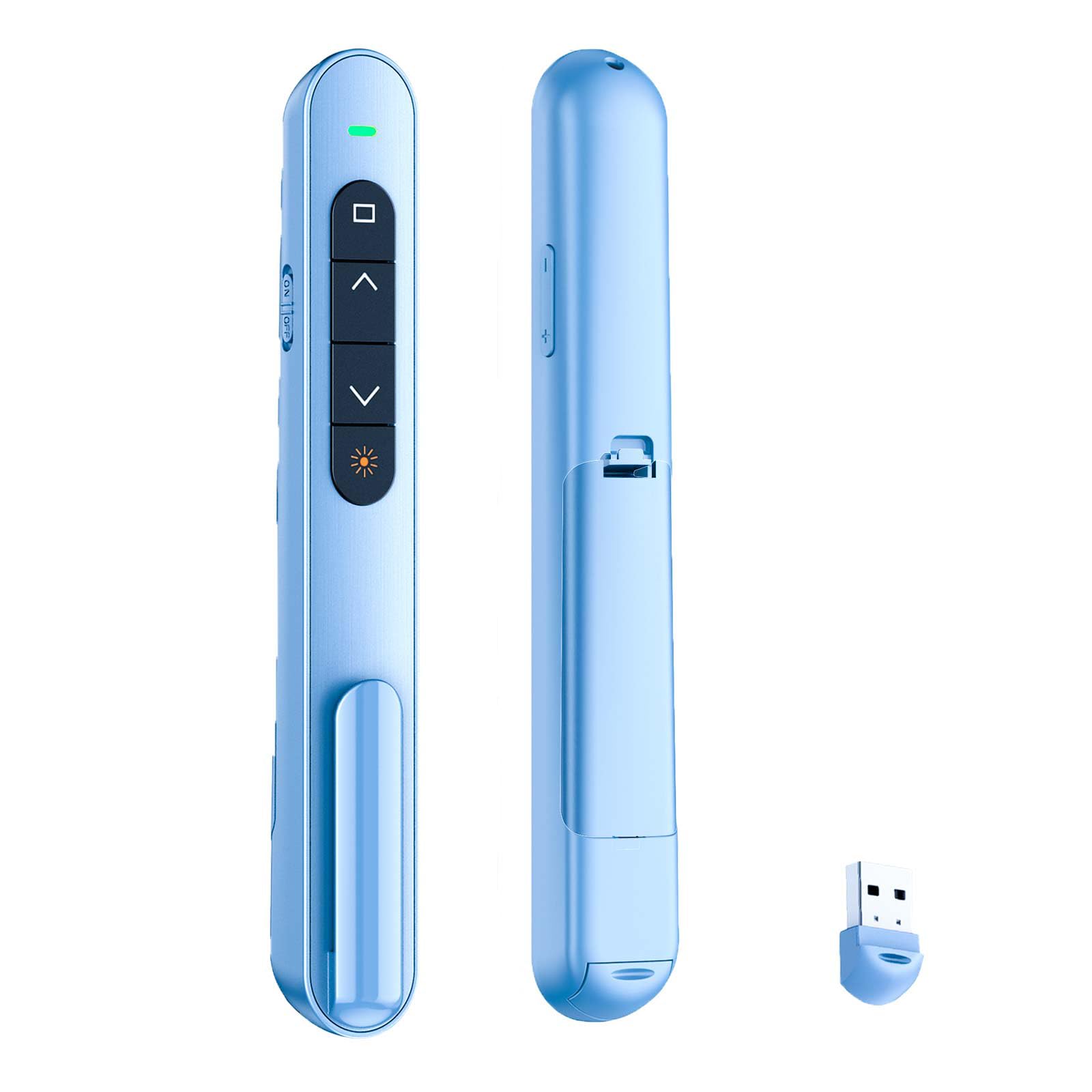QUI Presentation Clicker with Volume Control, Blue, 2.4GHz USB Wireless Presenter Remote | Works with Mac, Windows, PowerPoint, Keynote - main product image