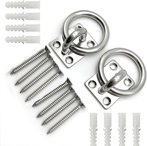 MIKMAYTOO Ganchos de techo para montaje en pared, resistente de 1000 libras, almohadilla de anclaje para perro, placa de ojo de acero inoxidable 304
