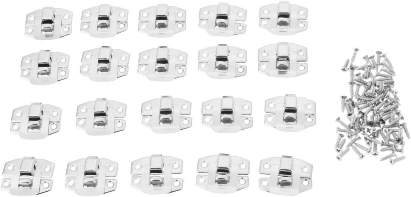 Chinese Antique Box Buckle,Antique Lock Buckle.20Pcs Antique Silver Box Hasp Lock Catch Latches for Jewelry Box Suitcase Buckle Clip Clasp Furniture Hardware 2419mm