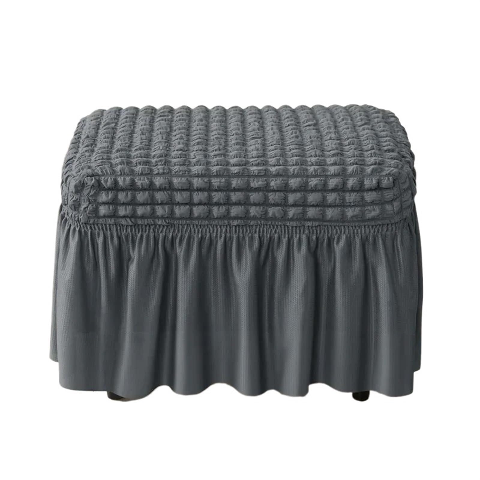 YXINAER Foot Stool Cover Plaid Ottoman Cover with Skirt Stretch Solid Color(B8 Footstool Cover)