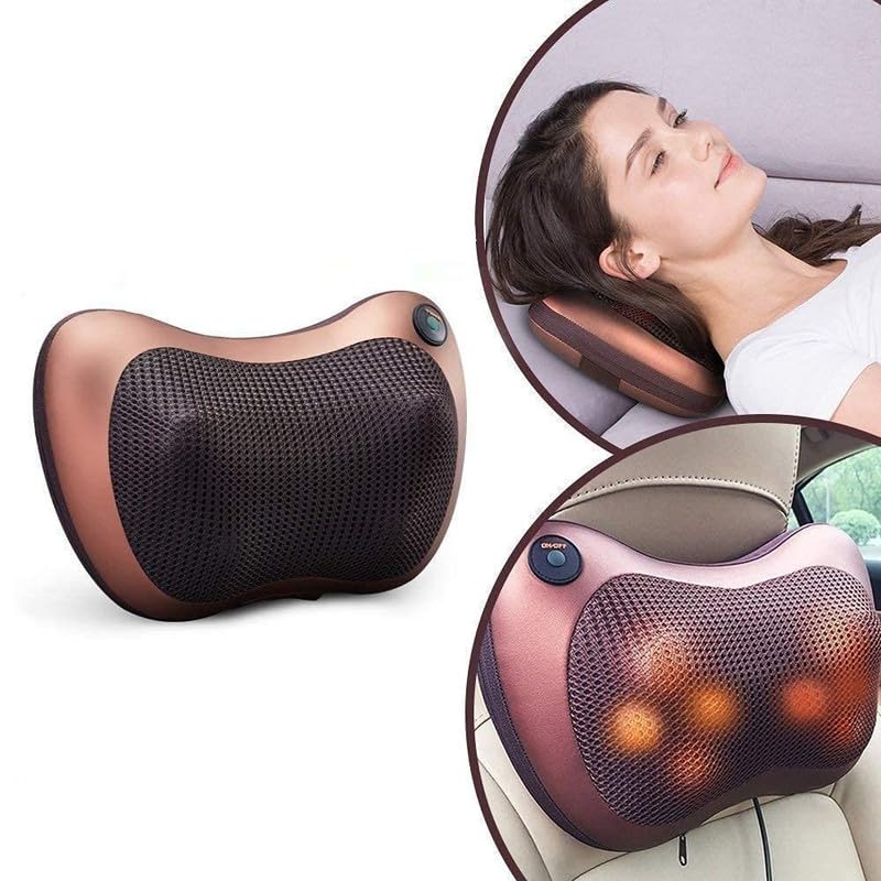 Image of Body Massager Pillow With 8 Kneading Ball, Full Body Pain Relief, Shoulder, Legs, Neck & Back Pain Relief with Shaitsu Infrared Heat Therapy, Deep Tissue Electric Massager for Car & Home- Office