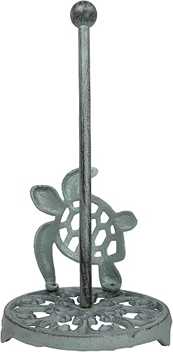 Miniatura 4 de Ebros Gift Tortuga marina marina gigante de hierro fundido con patrones de desplazamiento de filigrana de metal, soporte para toallas de papel de