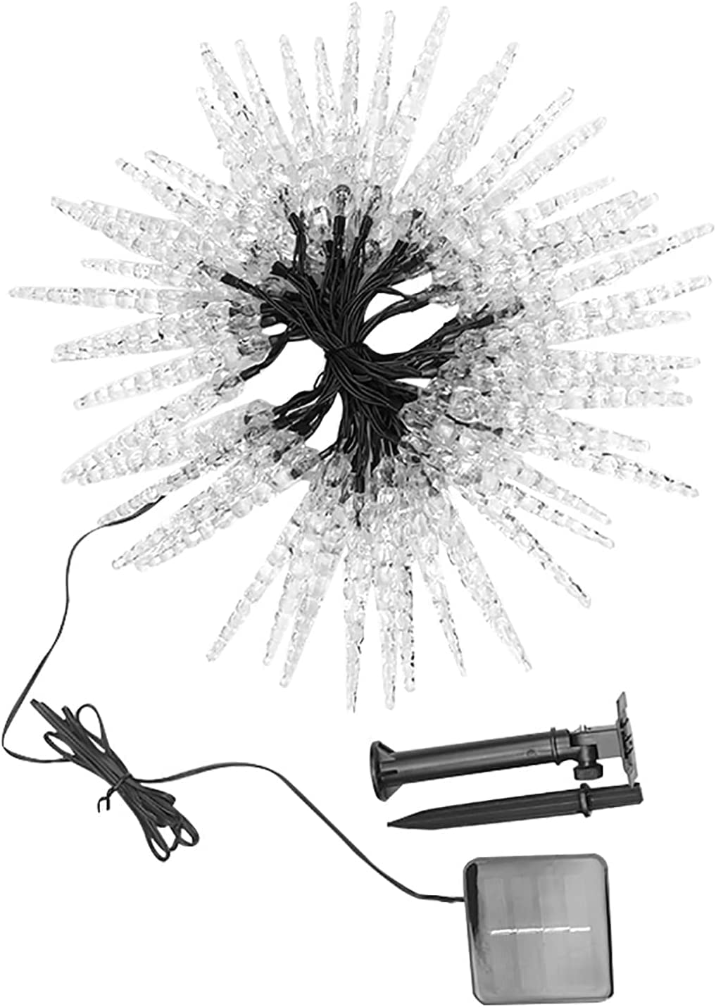 KINGCOO 100LED Solar Eiszapfen Lichter Garten, Wasserdicht 10M/32Ft Eiskegel Tropfen Fenster Dekorative Fee Lichterketten 8Mode für Außen Innen Weihnachten Hochzeit Party Beleuchtung (Warmweiß)