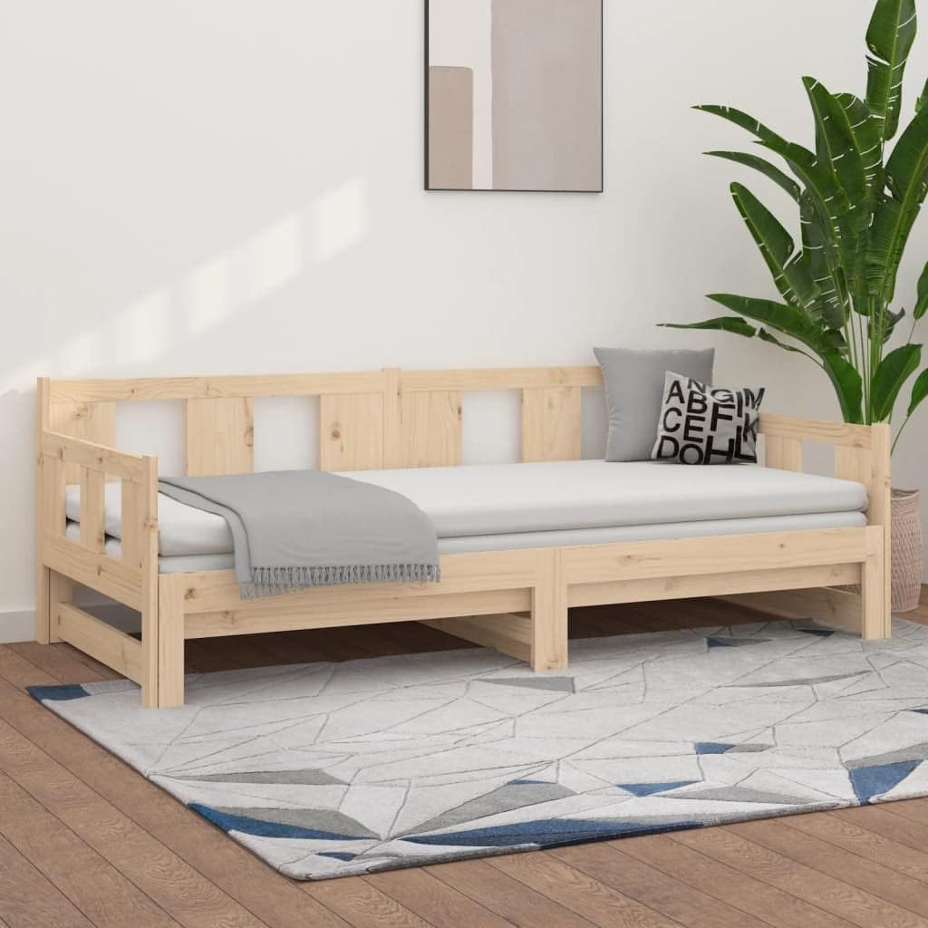 Day Bed Daybed Sofa Bed Daybed Outdoor Murphy Bed Suitable for Bedroom Extendable Solid Pine 2 x 80 x 200 cm