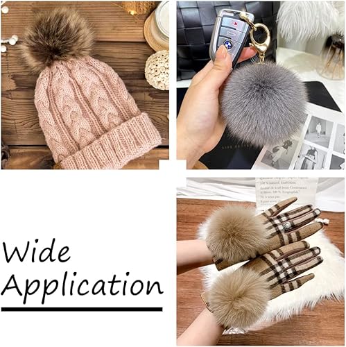 Miniatura 12 de Beadthoven - Juego de 1 pompón de piel sintética con botón de presión para tejer sombreros, zapatos, bufandas, bolsa de bricolaje hecha a mano, 3.9