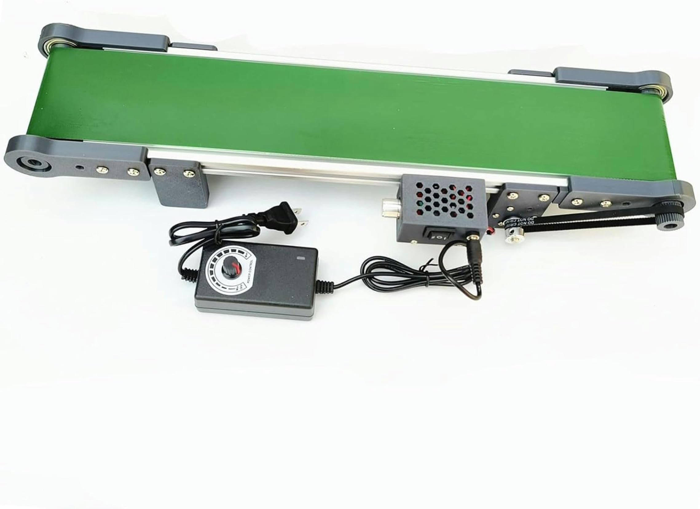 AYCDL Adjustable Electric Desktop Conveyor Belt, 0-116 RPM Mini Speed Control with Forward, Reverse & Pause, Green, 10x100 cm - Ideal for DIY Projects, Crafting & Sma,Green-10X100cm
