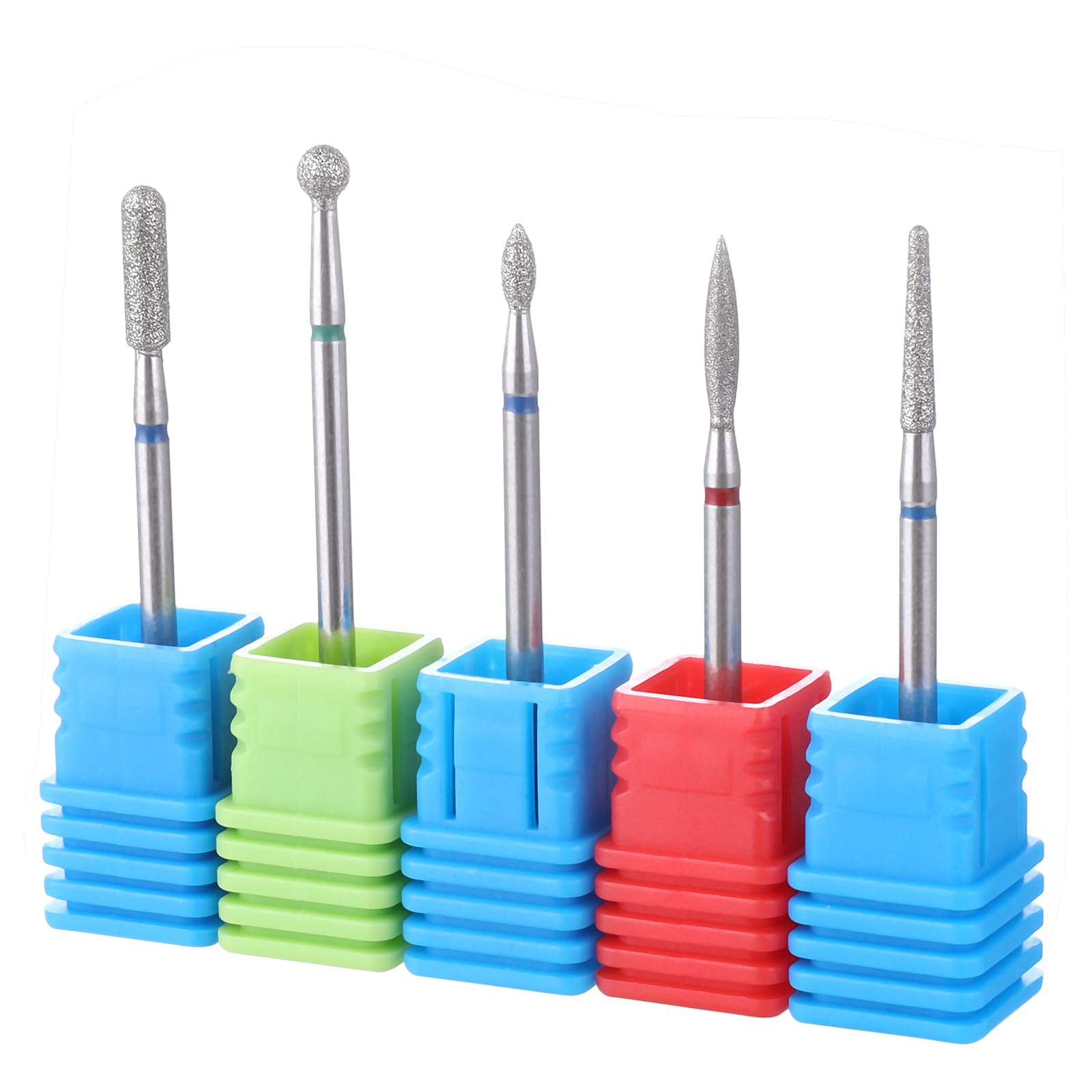 Sibba 5 Brocas de Seguridad para Uñas Broca de Cutícula de Llama para Manicura Rusa Broca Limpia para Cutícula Broca de Diamante para Uñas Cabeza de Bola de Llama Broca de Forma de Aguja