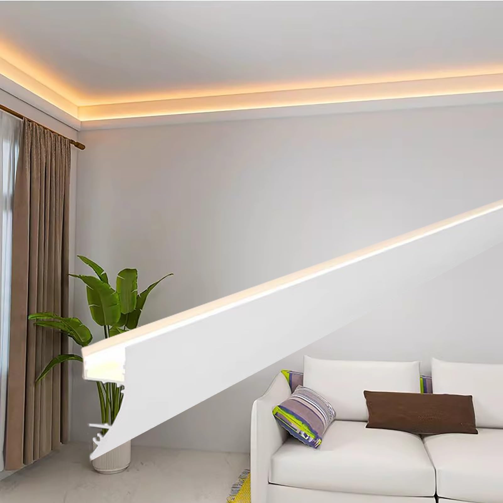 Profili per Strisce LED 1-30 Canali di Illuminazione a LED per Modanatura a Corona, Binario per Illuminazione Indiretta a Soffitto e Parete, Diffusore Flessibile per Striscia LED(3.5m/11.5ft)