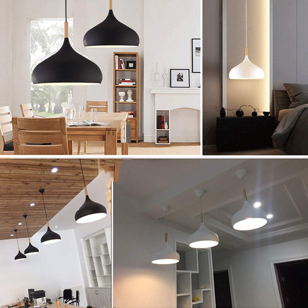 Mengjay Moderna Lampada a Sospensione soffitto Industriale interna Lampadario Edison Rustico E27 metallo Lampada Pendente per Cucina Sala da Pranzo soffitta caffè bar ristorante soggiorno (bianco)