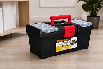 Super Bag 16 İnç Plastik Takım Çantası, Organizer Bölmeli Alet Çantası, Kilitli El Aleti Saklama ve Taşıma Kutusu, Ev Garaj Atölye Kullanımı, ASR2017