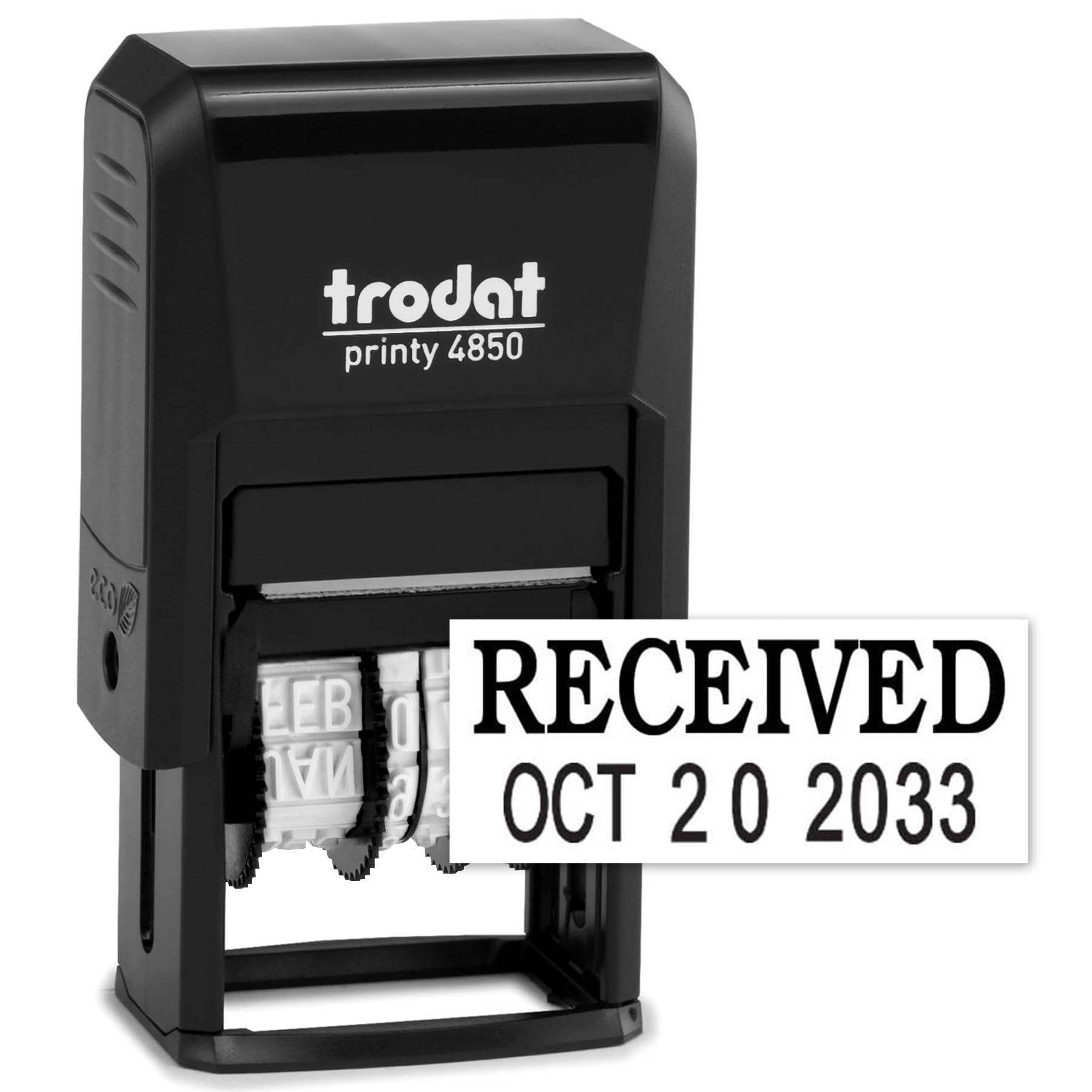 Trodat 4850 Date Stamp with Received, Self Inking Stamp - Black Ink