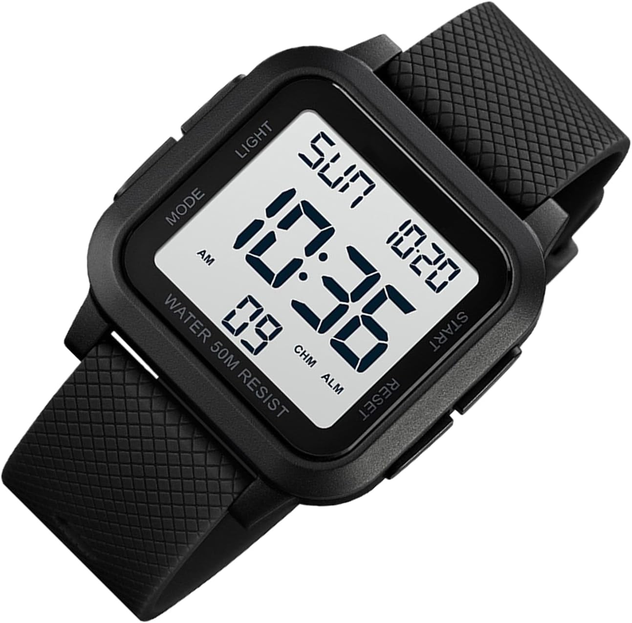 Sports Watch | Backlight Waterproof LED Display Timer Function | Mens Square Digital Work Watch | for Athlete Boyfriend Boys Adventures Work Travel Fitness Diving Training