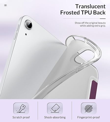Miniatura 4 de MoKo Case Fit - Funda para iPad Air de 54 generación de 10.9 pulgadas 20222020, funda delgada de triple pliegue con parte trasera suave esmerilada,