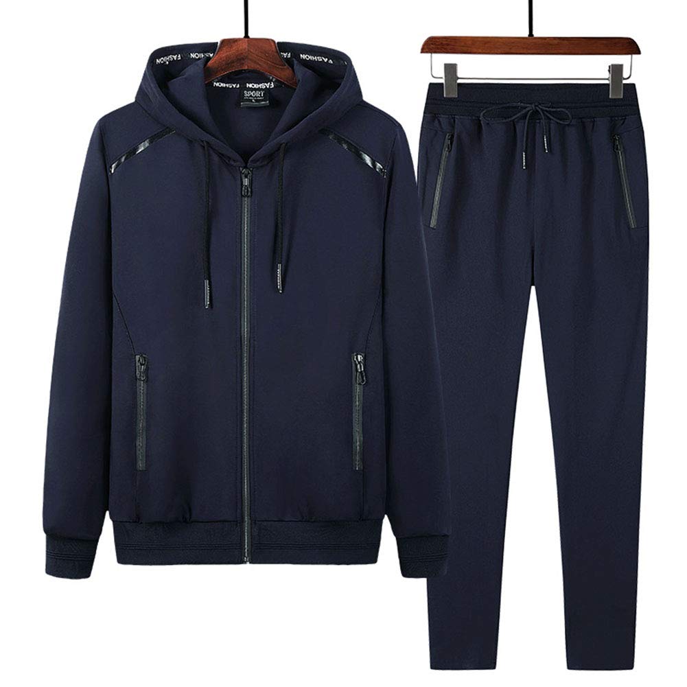 Męski zestaw dresów w rozmiarze plus casual strój do ćwiczeń strój do biegania odzież sportowa zapinana na zamek bluza z kapturem z kapturem i dół do joggingu strój na siłownię