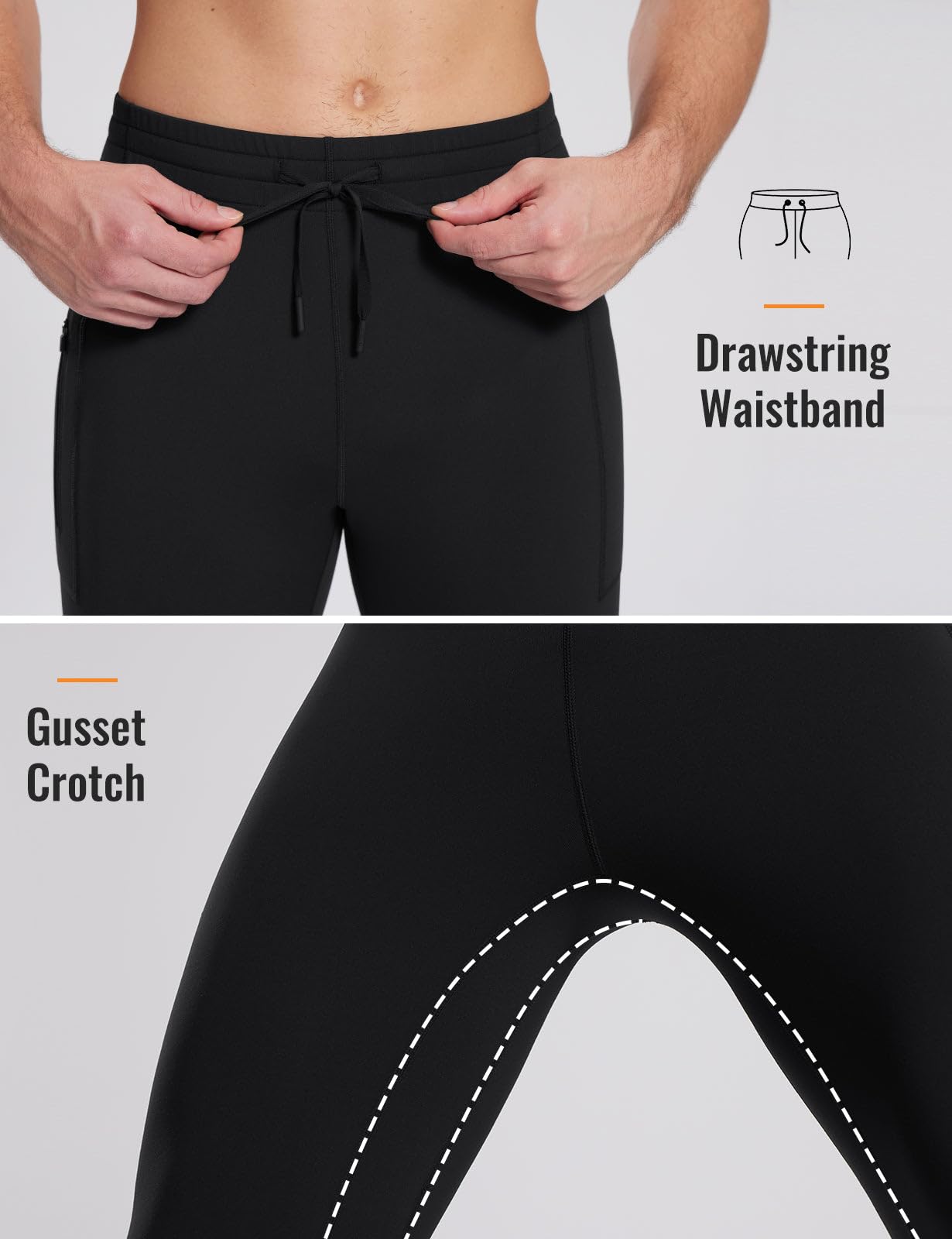 baleaf Collants thermiques de course à pied pour homme - Pantalon de cyclisme doublé en polaire - Legging de compression avec poches zippées - Équipement pour temps froid