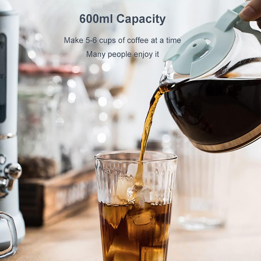 Household American Coffee Machine, American Drip Type Coffee Maker Tea Pot, 600ml Capacity, The Concentration is Adjustable, Continuous Heat Preservation