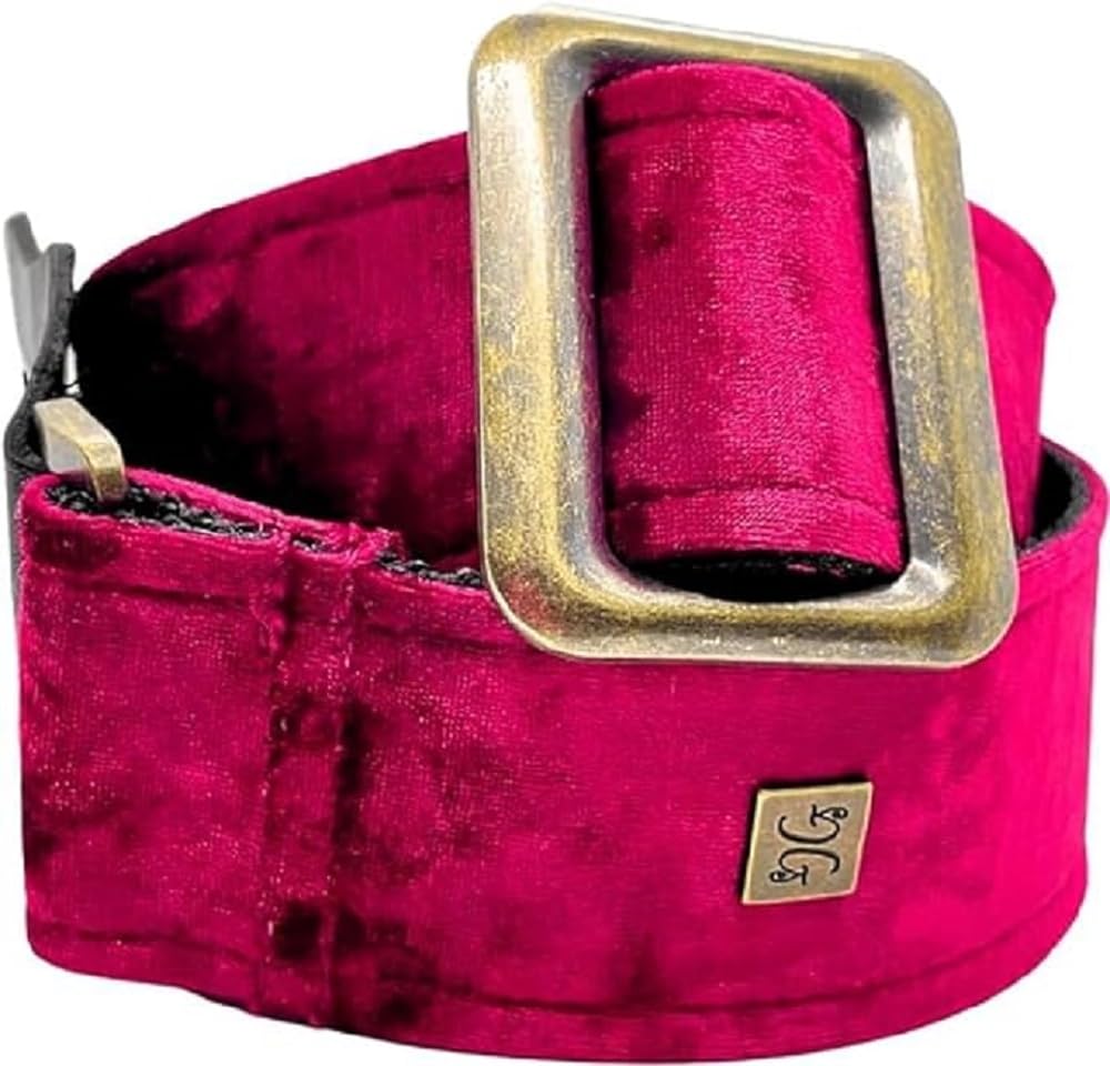 GET'M GET'M Crushed Velvet 2" Guitar Strap - Burgundy