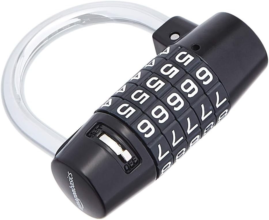 Amazon Basics 5-Digit Horizontal Combination Padlock, Black, 2-Pack