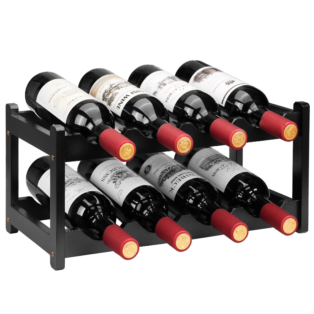 Photo 1 of Homevany Bamboo Wine Rack - 8 Bottles, 2-Tier, Freestanding