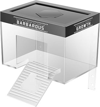 Turtle Basking Platform with Lid and Nonslip Ramp, Acrylic Turtle Ramp, Habitat Enclosure Cage, Aquatic Reptile Ramp Dock, Reptile Terrarium for Aquatic Turtles Transparent 20x14x14cm
