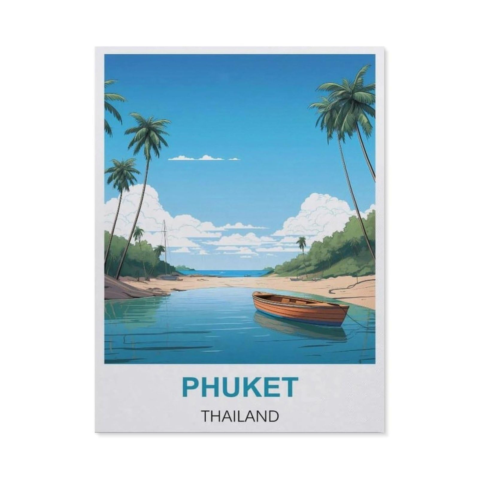 BEAYODKP 5D Diamond Painting，Phuket Thailand Vintage Travel Poster，Diamond Embroidery Cross Stitch（40 x 50 cm/15.74 x 19.68 inches）-BY11