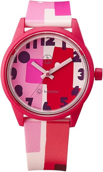 Citizen Watch R00A-500VK Womens Watch, Queue and Cue Smile Solar, Textile Designer Masaru Suzuki, Collaboration Model, Solar, Analog, Water Resistant, 10 ATM Urethane Belt, Red, red