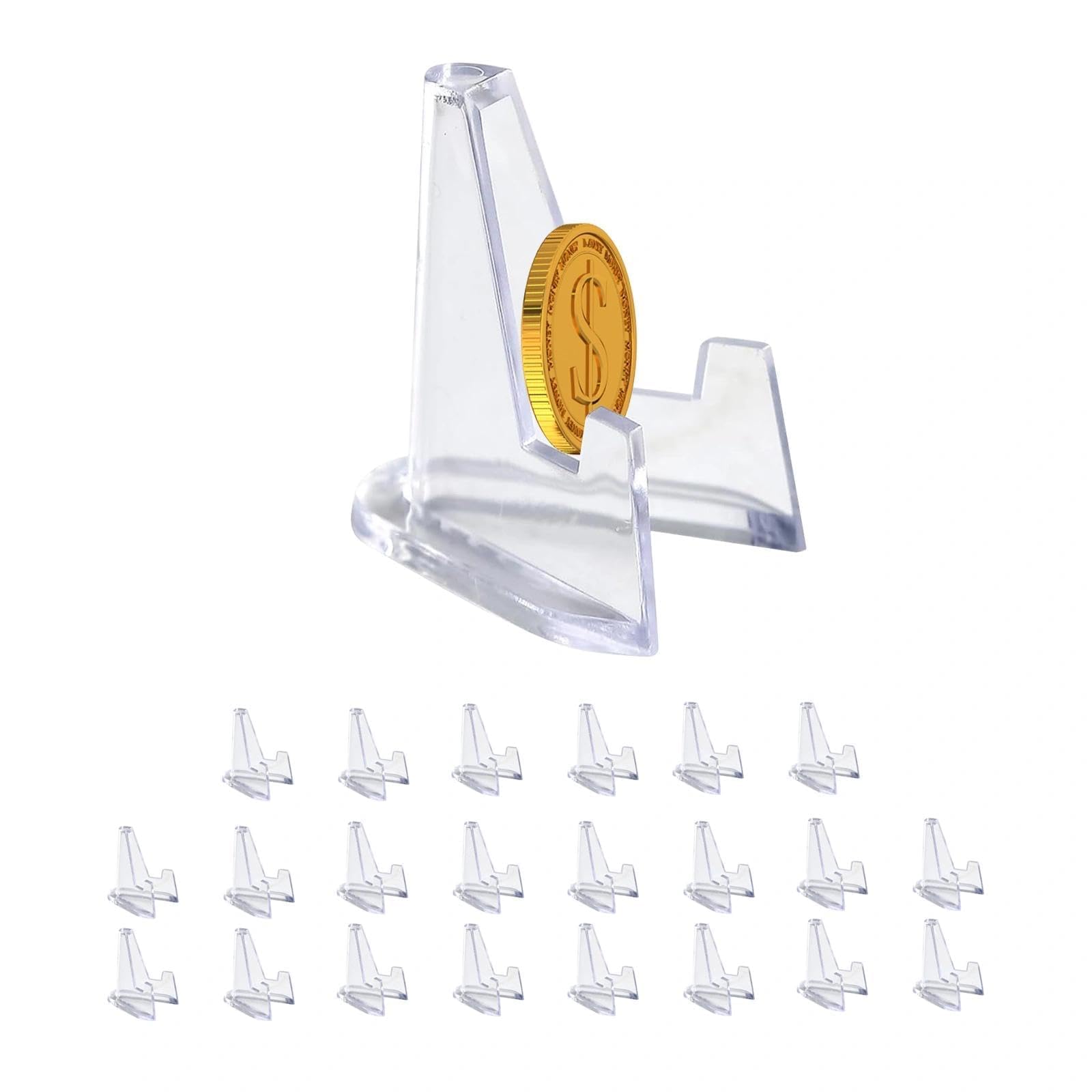 Haoxizi Transparent 22 Pcs Card Display Stand, Coin Stand Mini Easel, Anti-Slip Clear Easel Stands, Coin Display, For Coins, Capsules, Phone, Medals, Cards, Badges