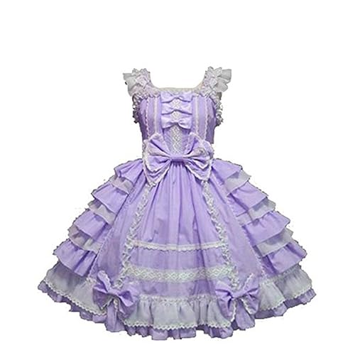 Smiling Angel Girls Sweet Lolita Dress Princess Lace Court Skirts Cosplay Costumes - Purple - Large