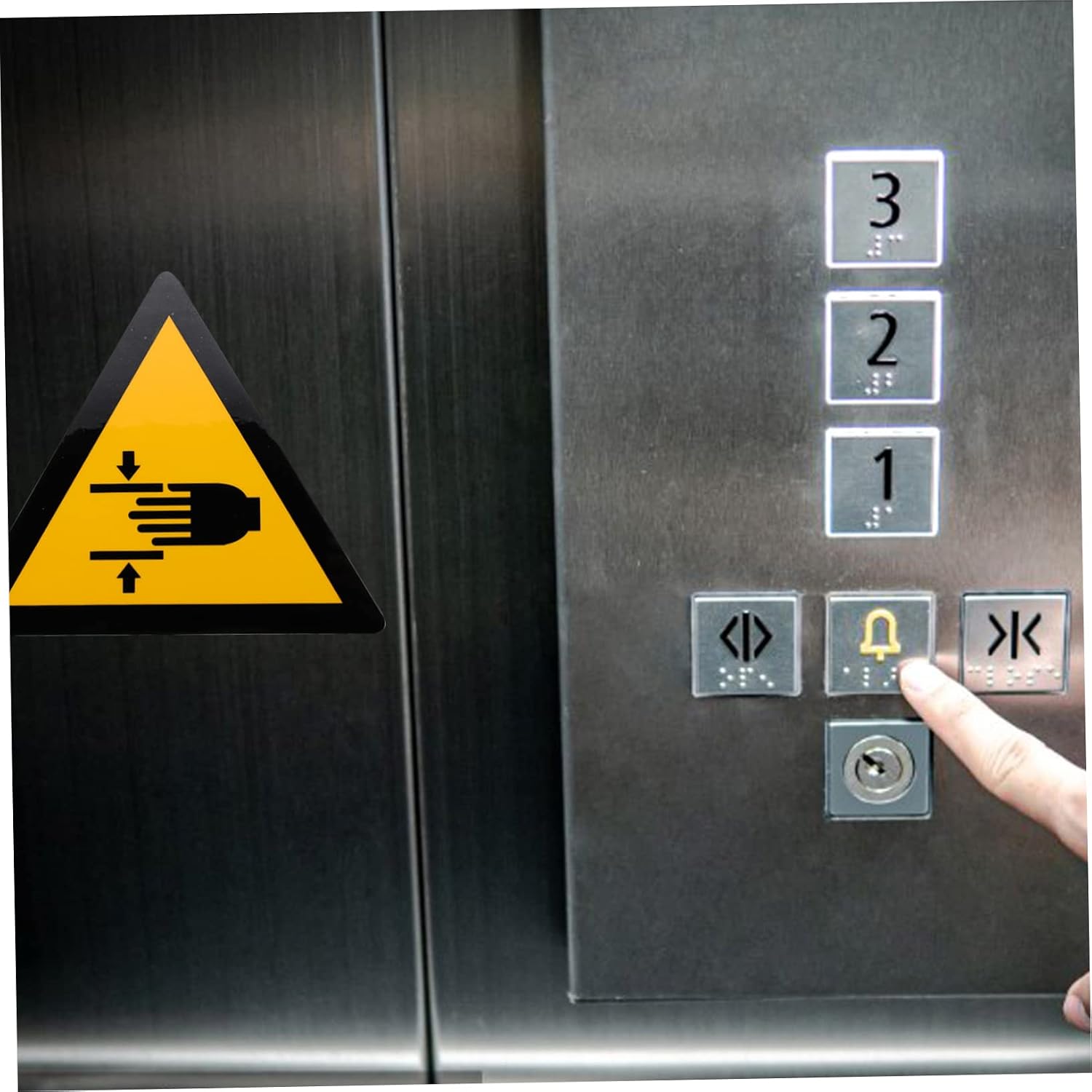 Hand Crushing Caution Label Sticker Black PP Synthetic Paper