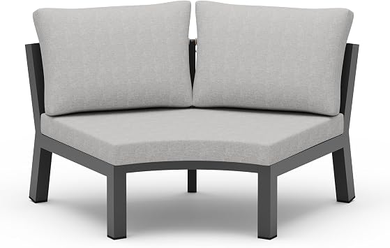 Outdoor Patio Sectional Modular Sofa, Aluminum 1 Piece Curved Patio Couch with Washable Cushions, All Weather PE Rope Sofa for Backyard,Porch, Deck, Poolsid, Gray