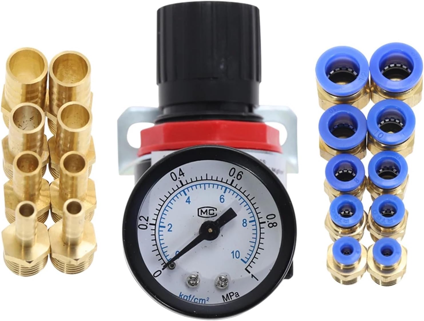 AR2000 1/4" Thread BSP Pneumatic Air Compressor Pressure Regulator Reduction Valve 4MM 6MM 8MM 10MM 12MM Connector Fittings(AR2000 w PC8mm)