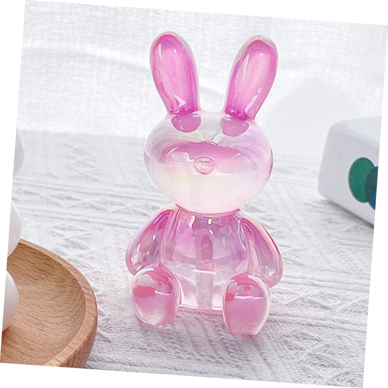 Toyvian 3pièces Ornement Résine De Lapin Transparent Moderne Figurine Décorative pour Table Décoration De Jardin Et Balcon Motif Unique Rose Pastel
