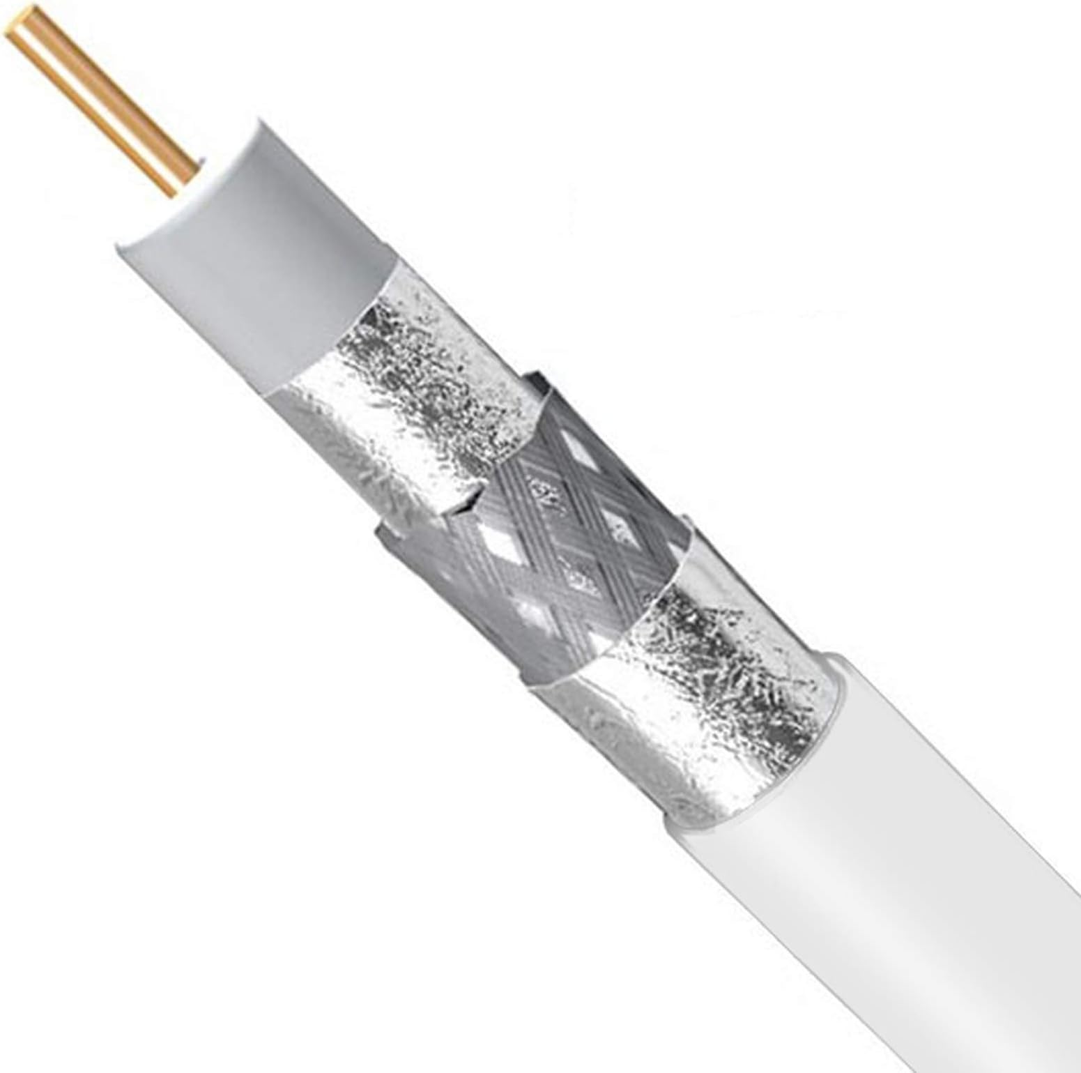 PPC Plenum RG11 Coaxial Cable 14 AWG 75 Ohm, Rated for Commercial Building, Audio Video Broadband Internet CATV Coax, UL ETL CMP (500ft, White)