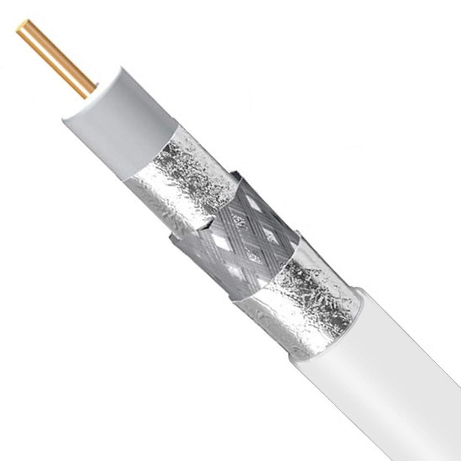 PPC Plenum RG11 Coaxial Cable 14 AWG 75 Ohm, Rated for Commercial Building, Audio Video Broadband Internet CATV Coax, UL ETL CMP (500ft, White)