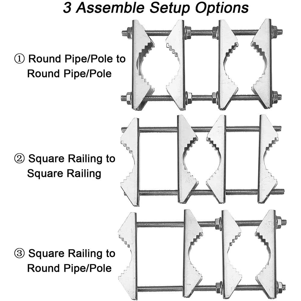 Lot de 3 Pinces de Mât à Double Antenne Bloc de Mâchoire en V Boulons de 5,5 Pouces, Support de Support de Kit de PôLe à Poteau Robuste Antirouille