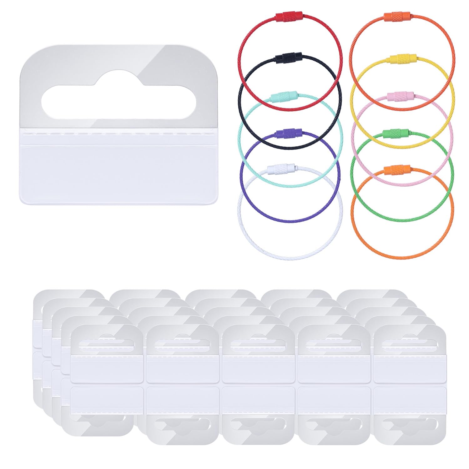 BOXOB Holder for Yoto Cards Rings and Tabs, 50pcs 1.57x1.77in Self Adhesive Tabs with 10pcs Stainless Steel Loops Carrier for Yoto Accessories Card Storage Organizer
