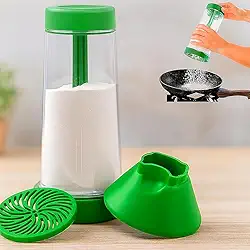 Tapioqueira Manual com Peneira e Polvilhador Integrados Tapiocas Sem Grumos Crepioca Distribuição Uniforme Compacta Ergonômica Fácil de Limpar Desmontável Resistente Cozinha Prática (Verde)